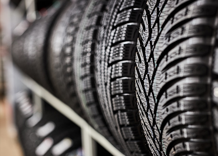 close up of a row of tires